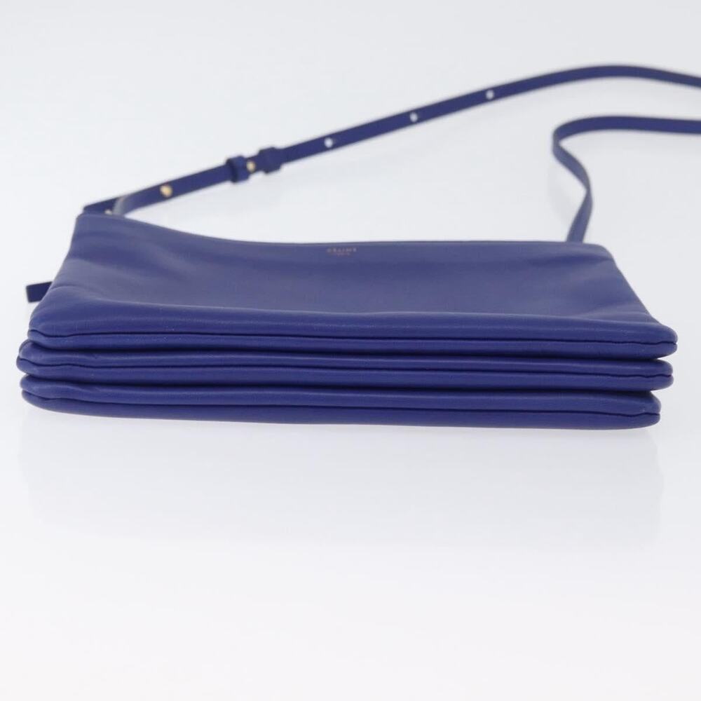 Celine Leather Trio Large Shoulder Bag Blue - Picture 8 of 13